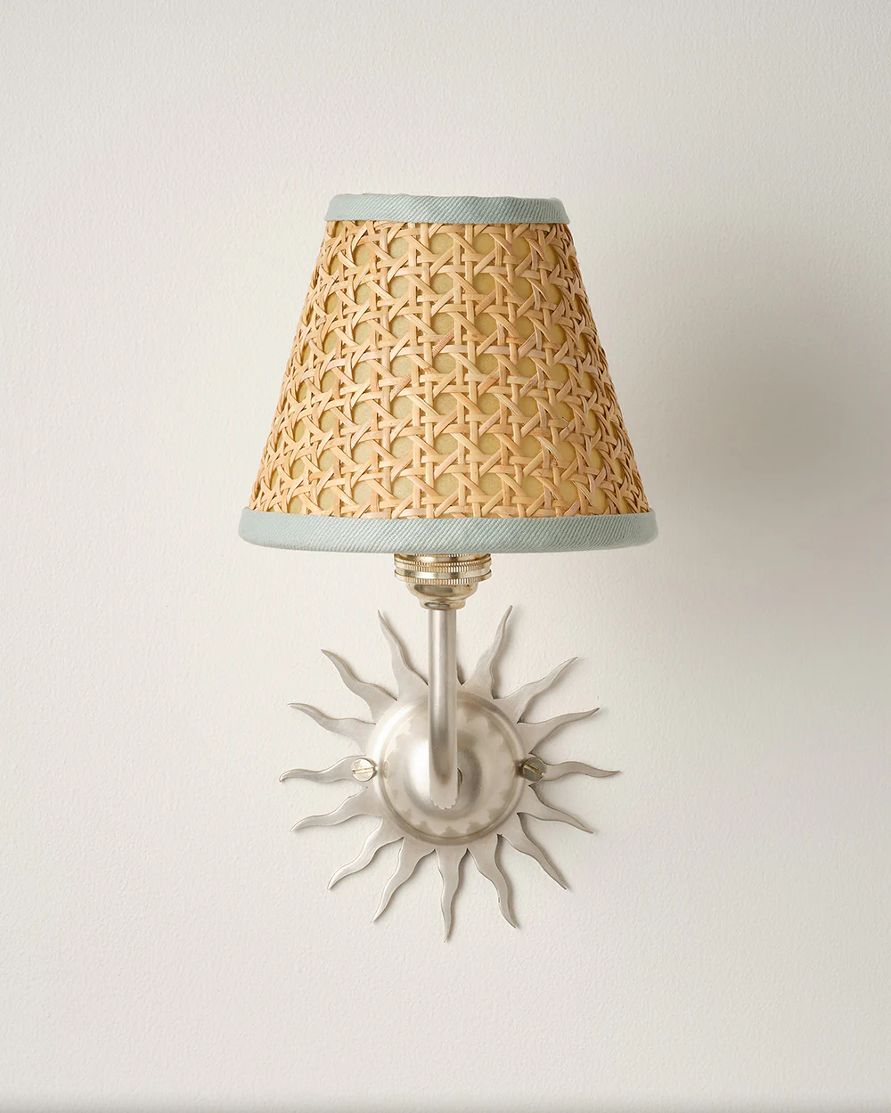Cane Lampshade, Pale Blue Trim, Mini - Image 3