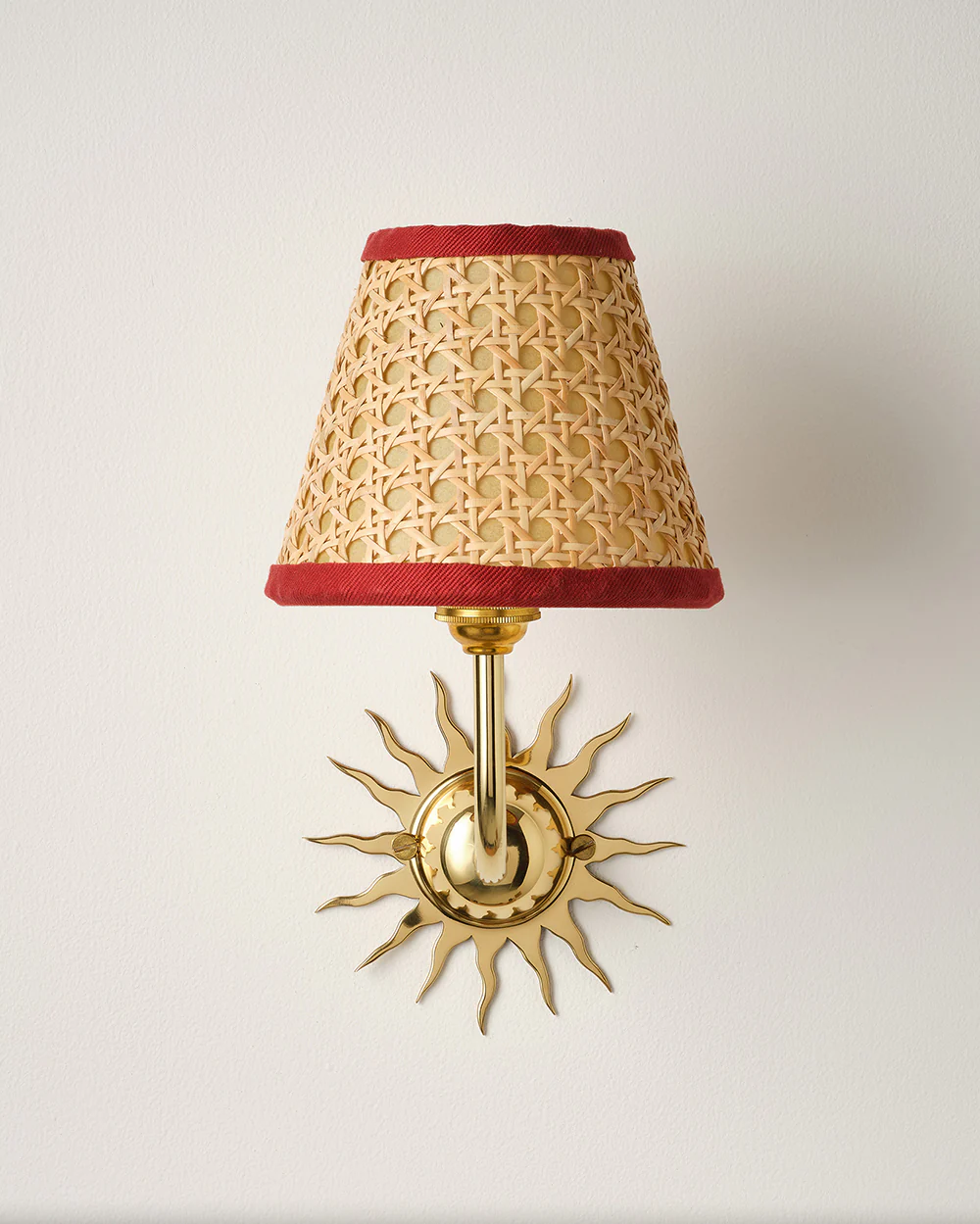 Cane Lampshade, Rust Red Trim, Mini - Image 3
