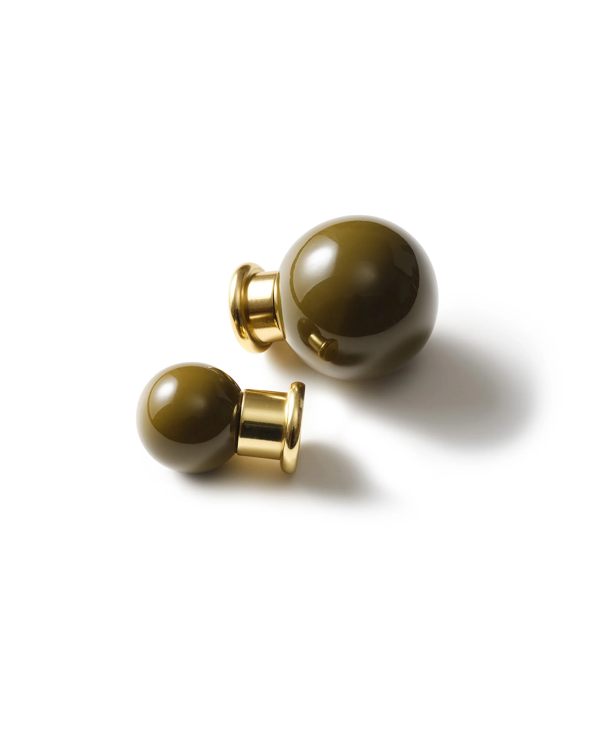 Coloured Knob, Khaki, Brass - Image 3
