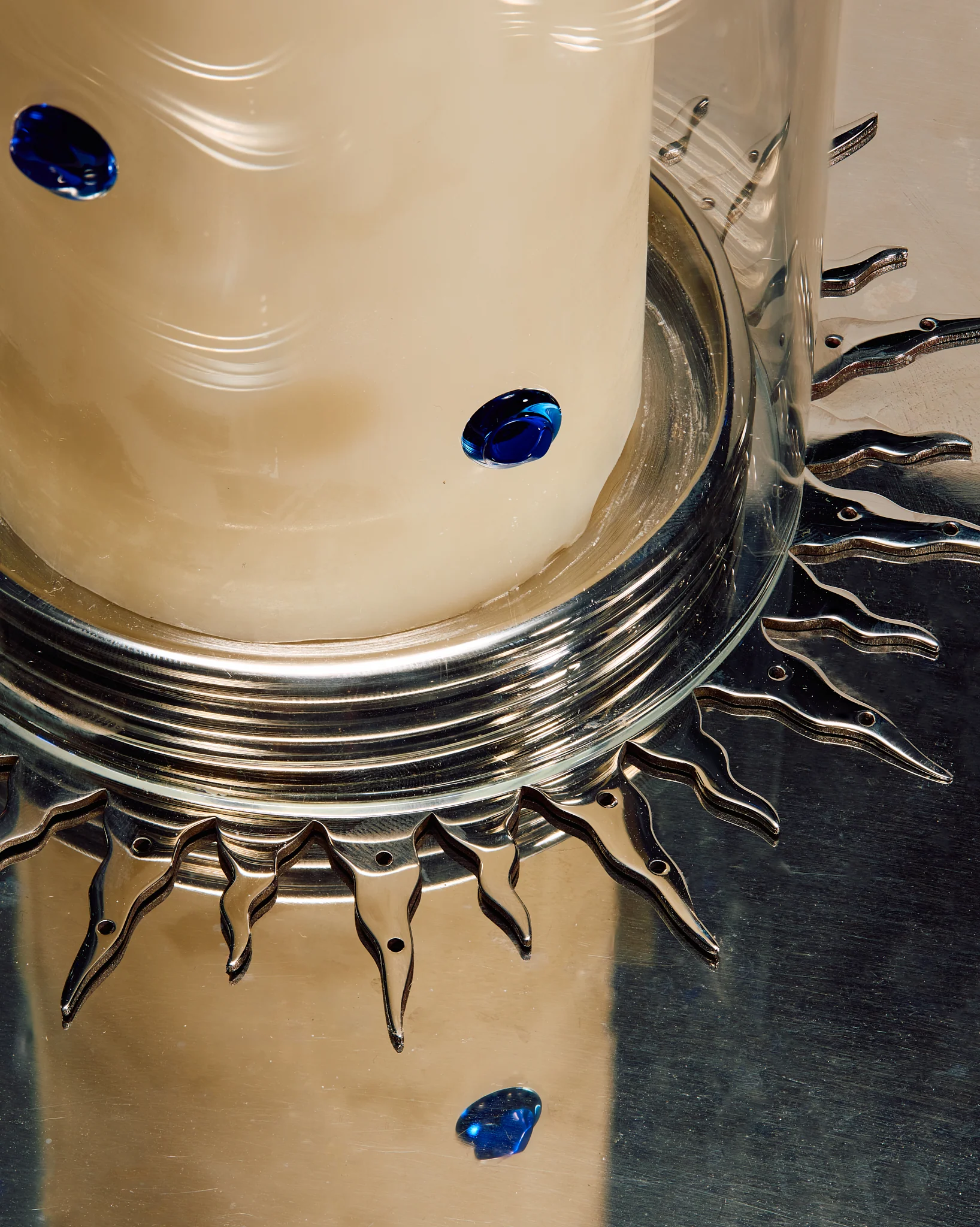 Embellished Glass Hurricane, Lapis - Image 5