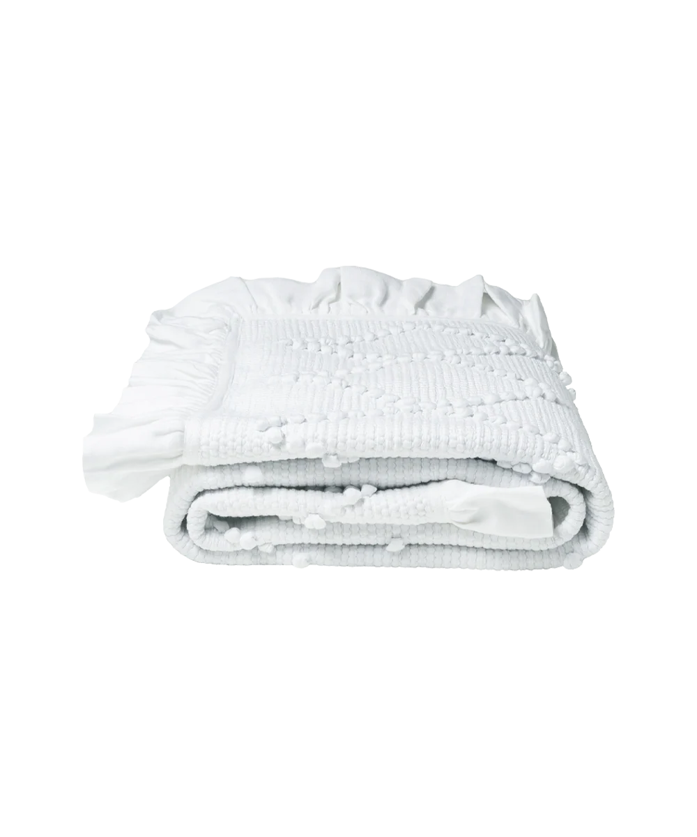 Jumbo Linen Frill Bathmat, White - Image 5