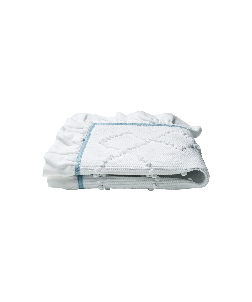 Linen Frill Bathmat, Sky Blue - Image 4