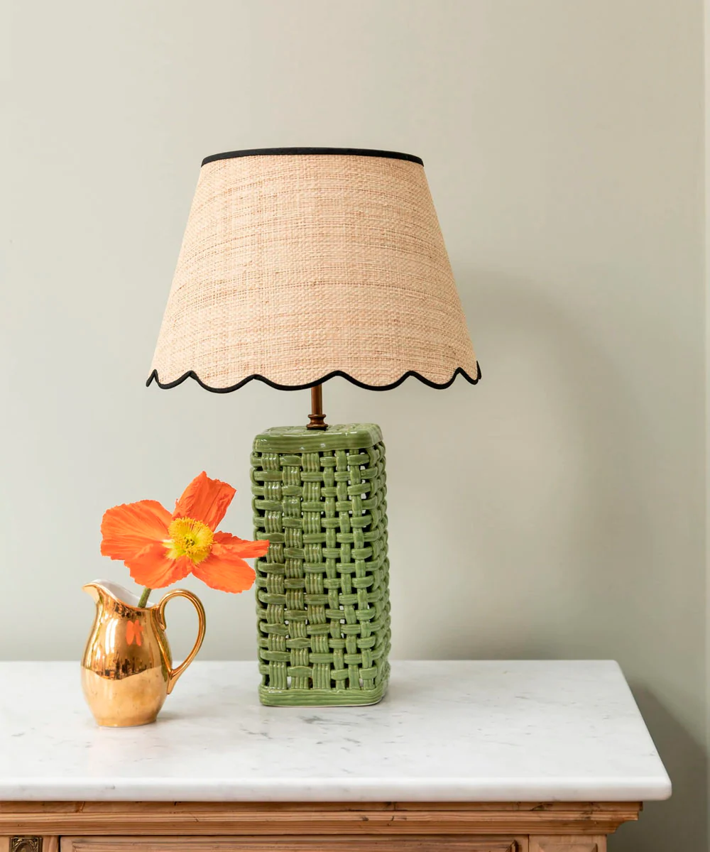 Woven Ceramic Lamp, Green - Image 2